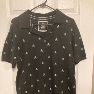 Old navy skull crossbones Halloween polo shirt medium tall